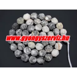 Szürke képjáspis polygon ásványgyöngy. 8mm.