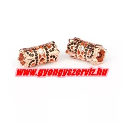 Cirkon köztes gyöngy. 15x8mm. Rózsaarany szín.