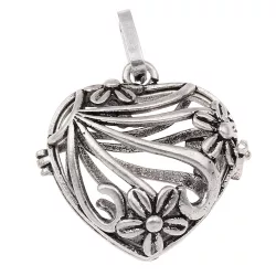   Leárazás! Angyalhívó medál. Antik ezüst szín. Szív, virágokkal.