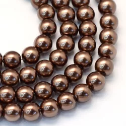 Üveg tekla gyöngy. 14mm. Bronz. 