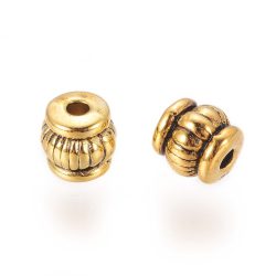   20db. Hordó forma fém köztes gyöngy. 5x5mm. Antik arany szín.