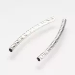 10db. Fém cső. Köztes gyöngy. 25x2mm. Platina szín.