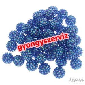 Kiárusítás!   Műanyag shamballa gyöngy. 16mm. Kék. Mindig akcióban!