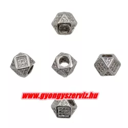 Cirkon köztes gyöngy. 7mm. Ezüst szín.
