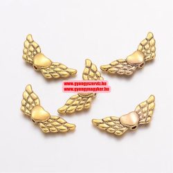   10db. Angyalszárny, fém köztes gyöngy. 22x9x3mm. Antik arany szín.