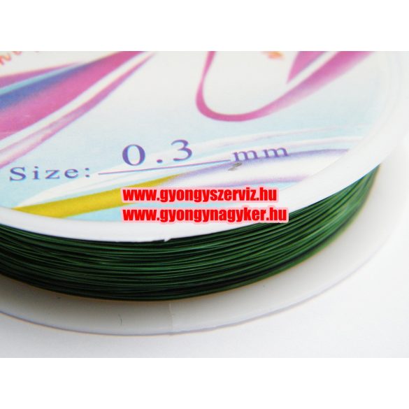 Réz ékszerdrót. 0.3mm. Smaragd.