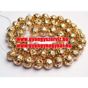20db. Fémgőzölt lávakő gyöngy. 8mm. Arany szín.