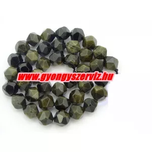 Obszidián ásványgyöngy. 8mm. Polygon.