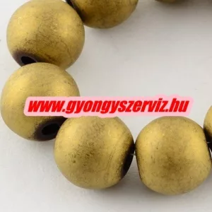 Matt hematit ásványgyöngy. 8mm. Antik arany szín.