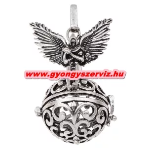 Leárazás! Angyalhívó medál. Angyallal. Antik ezüst szín.