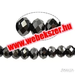   Kiárusítás!  20db. Csiszolt üveggyöngy. 6x8mm. Fekete. Mindig akcióban!