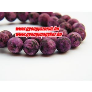 Festett kvarc ásványgyöngy. 8mm. Lila.
