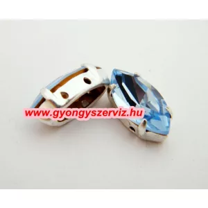 Cseh, csiszolt üveggyöngy, köztes. 2 szálas. türkiz. 13x7x6mm.