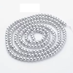 Üveg tekla gyöngy. 8mm. Világosszürke. 20db/csomag.
