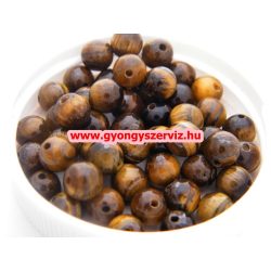   10db. Ásványgyöngy, féldrágakő gyöngy. Tigrisszem.  10mm.