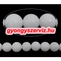 10db. Jade ásványgyöngy. 10mm. Porcelán fehér.