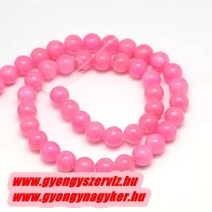 Jade ásványgyöngy. 10mm. Sötét pink.