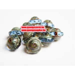 Cseh csiszolt üveggyöngy. 10x8mm. Türkiz. 