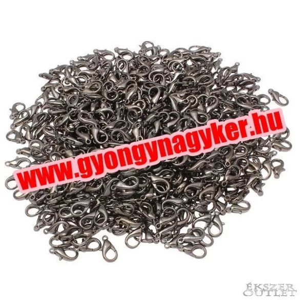 10db. Delfinzár. Ékszer kapocs. 6x12x3mm. Ólomfekete szín.
