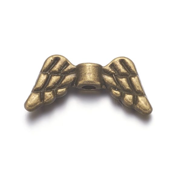 10db. Angyalszárny, fém köztes gyöngy. Antik bronz szín. 14x7mm.