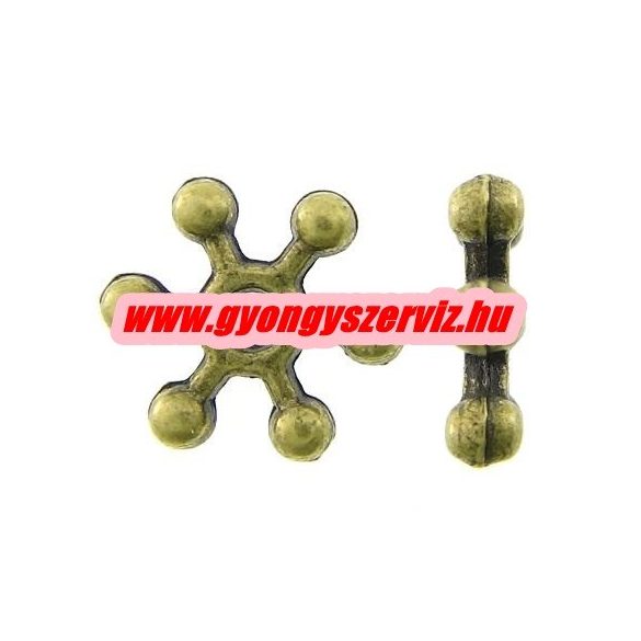 50db. Hópehely. 6.5x6.5mm. Antik bronz szín. Fémgyöngy, köztes gyöngy.