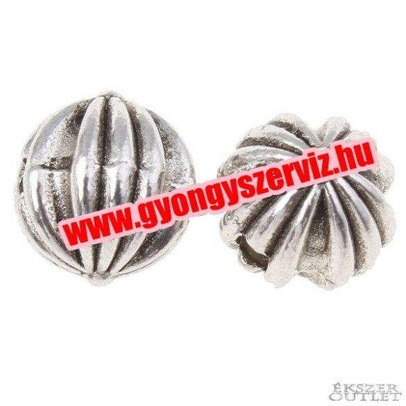 10db. Golyó. 7.5x8.5mm. Antik ezüst szín. Fémgyöngy, köztes gyöngy.