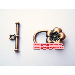 5 szett. Karkötő kapocs, T-kapocs. Ékszer zár. Virág. Antik réz szín.
