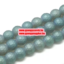   Leárazás! 10db. Fémgőzölt , matt, csiszolt üveggyöngy. 9x10mm. Kékes zöld. Mindig akcióban!