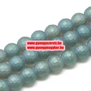 Leárazás! 10db. Fémgőzölt , matt, csiszolt üveggyöngy. 9x10mm. Kékes zöld. Mindig akcióban!