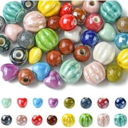 10db. Porcelán gyöngy. Vegyes szín, és forma.