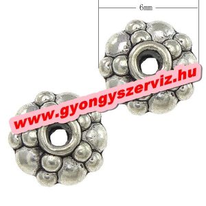20db. Korong. 6x6x3mm. Antik ezüst szín. Fémgyöngy, köztes gyöngy.