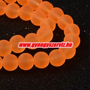 Matt üveggyöngy. 6, 8, 10mm. Neon narancs.  20db/csomag.