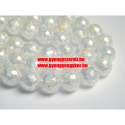   Csiszolt, roppantott aura kvarc ásványgyöngy. 10mm. Irrizáló.