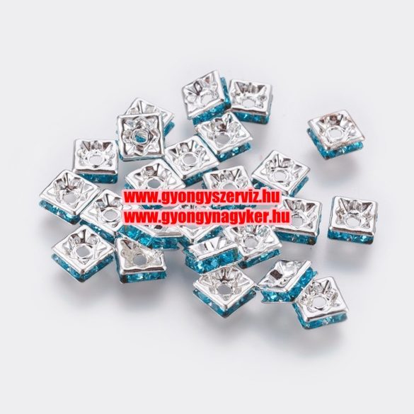 10db. Négyzet rondell, 6mm. Türkizkék. AAA .