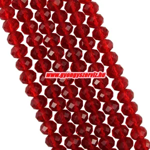 Kiárusítás!  Csiszolt üveggyöngy, fánkgyöngy. 3x4mm. Piros. 5g/cs. Mindig akcióban!