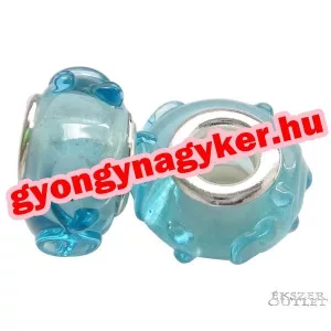 Pandora stílusú üveggyöngy. Lámpagyöngy. Világoskék. Leárazva!