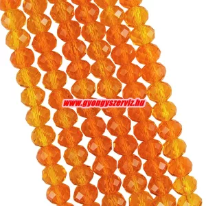 Kiárusítás!  Csiszolt üveggyöngy, fánkgyöngy. 3x4mm. Narancs. 5g/cs. Mindig akcióban!