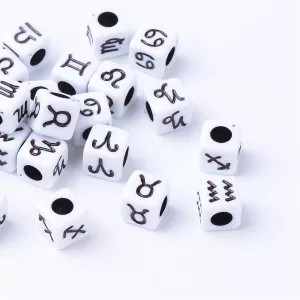 10db. Horoszkópos műanyag köztes gyöngy. 7x7mm. Mindig akcióban!