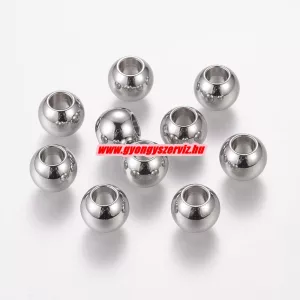 Acél gyöngy, köztes gyöngy. Golyó. 10x8mm.