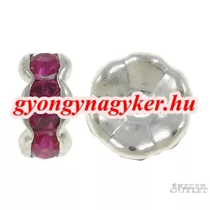 10db. Fém gyöngy. Köztes gyöngy. Rondell. 7x3mm. Pink. 