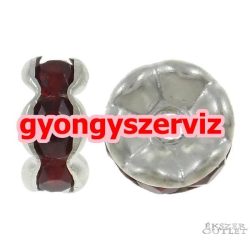   10db. Fémgyöngy. Fém köztes gyöngy. Rondell.  Sötétpiros. 7x3mm.  