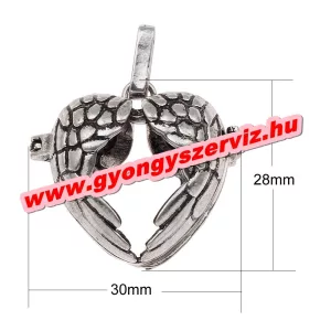 Leárazás! Angyalhívó medál. Antik ezüst szív.