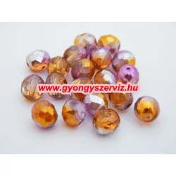   Kiárusítás! 20db. Cseh csiszolt gyöngy. 8mm. Lila - arany AB . 