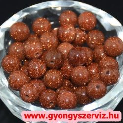   Ásványgyöngy, féldrágakő, ékszer gyöngy. Barna napkő. 12mm. Leárazva !