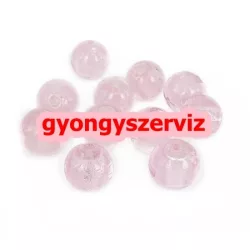   Lámpagyöngy, fóliás üveggyöngy. 10mm. Rózsaszín. Mindig akcióban!