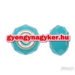   Pandora stílusú üveggyöngy. Lámpagyöngy. Türkiz. Leárazva!