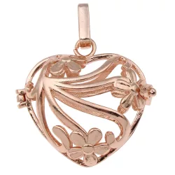   Leárazás! Angyalhívó medál. Rózsaarany szín. Szív, virágokkal.