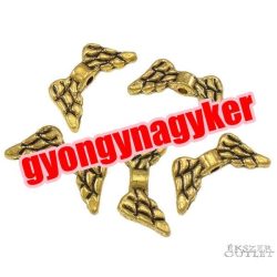   10db. Angyalszárny. 15x7x3mm. Antik arany szín.  Fémgyöngy, köztes gyöngy.