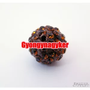 Kiárusítás!   Shamballa gyöngy. Kristály gyöngy. 12mm. Bronz. Mindig akcióban!