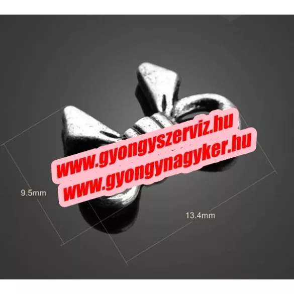 10db.  Masni. 13.4x9.5mm. Antik ezüst szín. Fémgyöngy, köztes gyöngy.